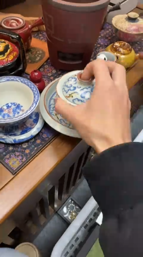 摆件陶茶具茶具茶具祥云盖碗一套陪主人杯