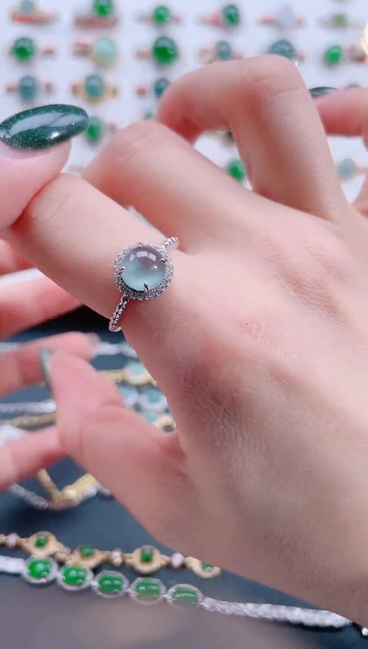 银S925镶嵌戒指翡翠天然翡翠