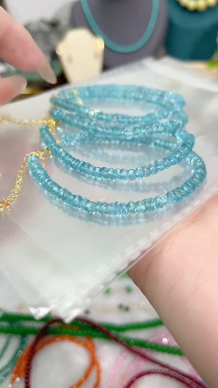 【闪购商品】磷灰石刻面手链银S925镶嵌99