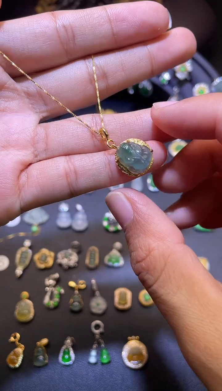 吊坠(不含链)银S925镶嵌翡翠1