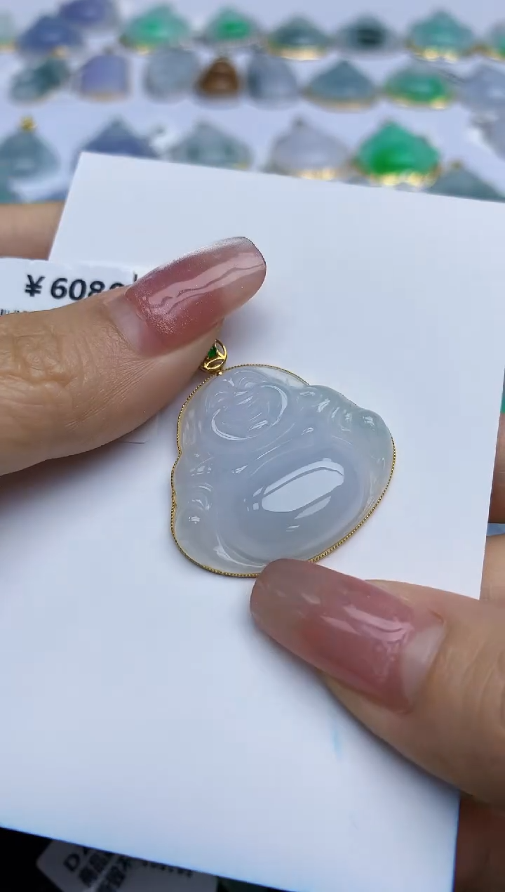 【闪购商品】翡翠18K金镶嵌挂件天然翡翠A货