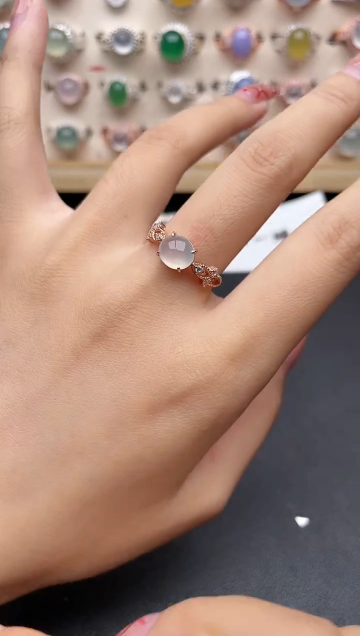 【闪购商品】翡翠戒指银S925镶嵌一物一证一礼盒