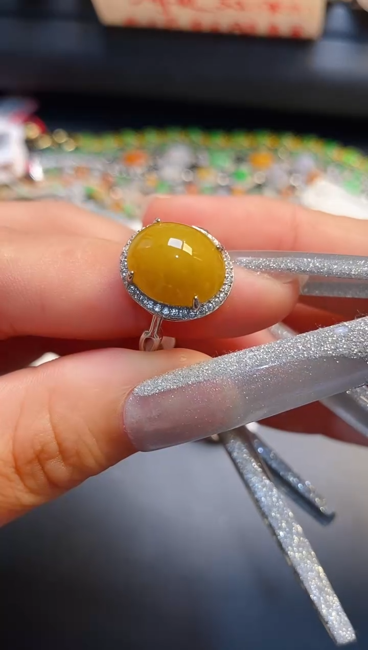 银S925镶嵌戒指翡翠天然