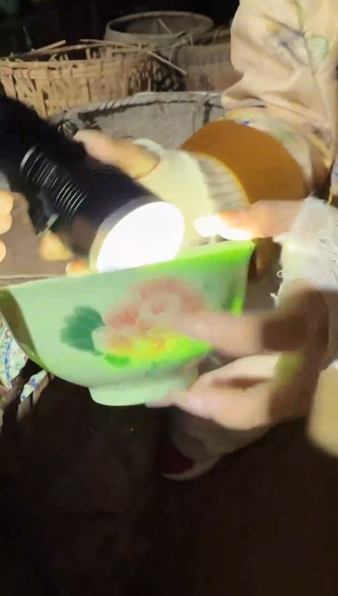 摆件陶景德镇高温陶瓷绿芙蓉对花碗