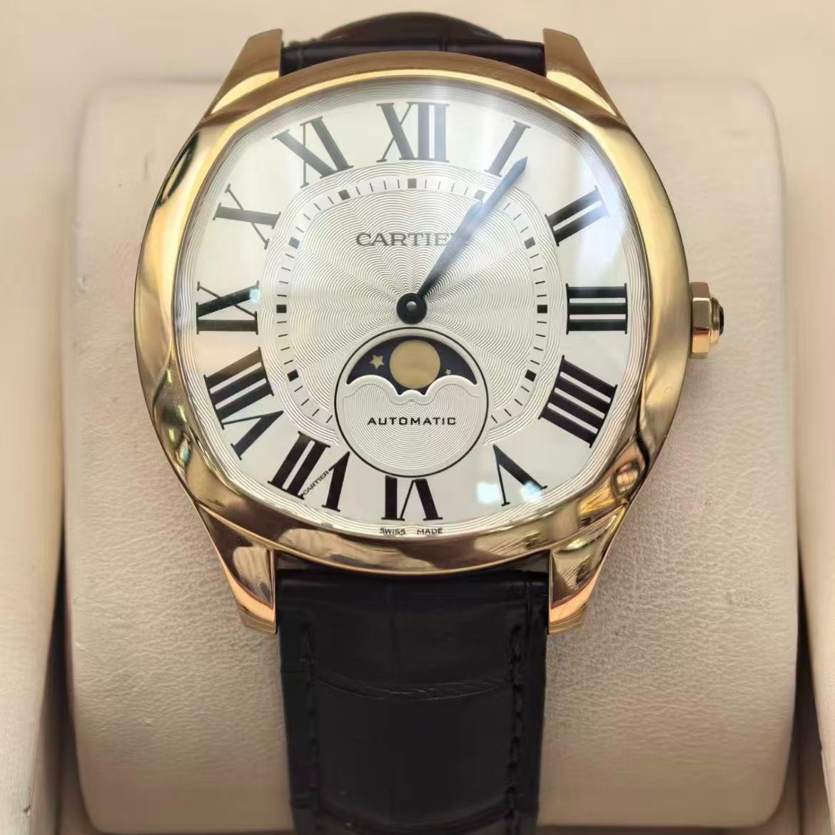 99新 Cartier/卡地亚 大卫WGNM0008 月相 玫瑰金 机械表 单表
