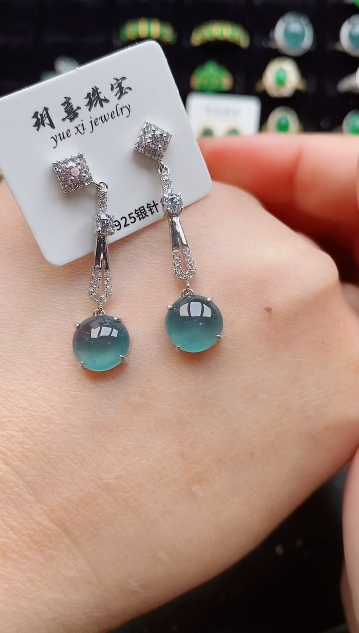 【闪购商品】翡翠耳饰银S925镶嵌1212