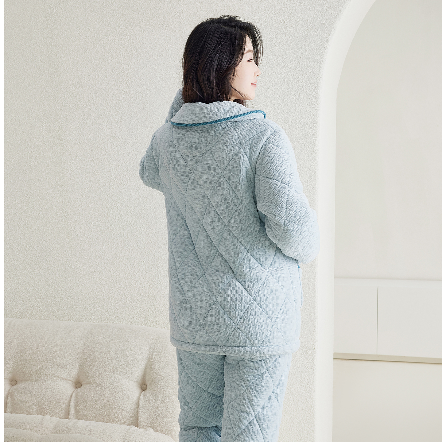 芬腾女士睡衣加绒加厚居家服套装