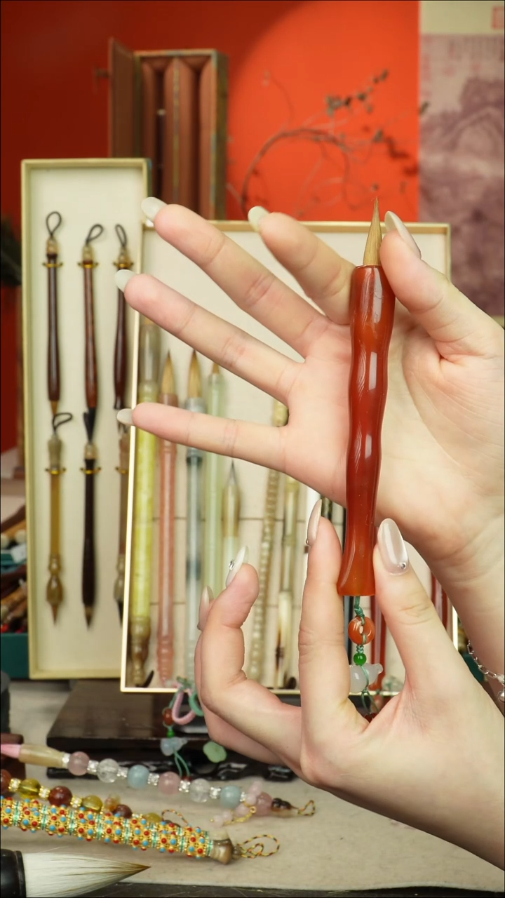 216号闪孤品高货毛笔链接 清水试笔 蘸墨不退