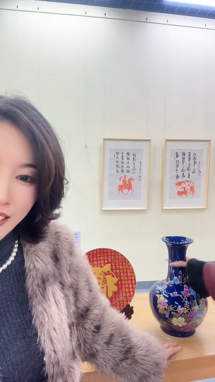 摆件陶锦鸡大花瓶