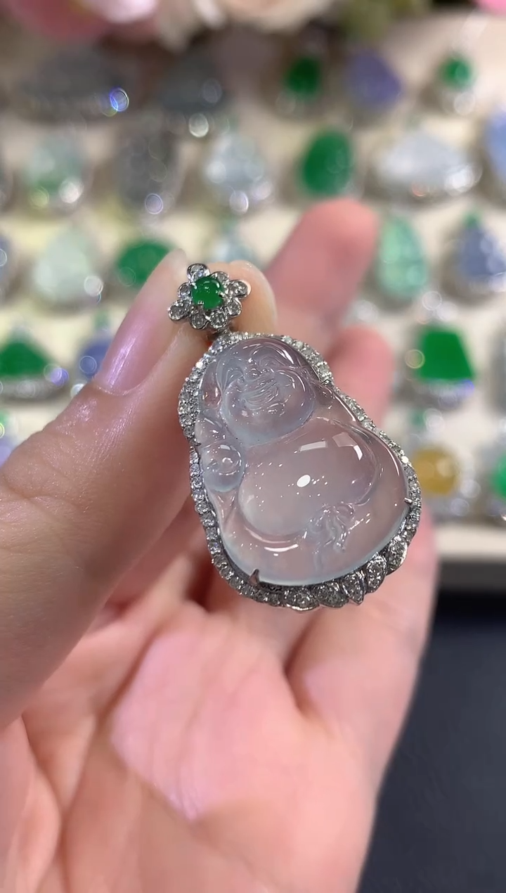 吊坠(不含链)18K金镶嵌翡翠春日珠宝 C36     