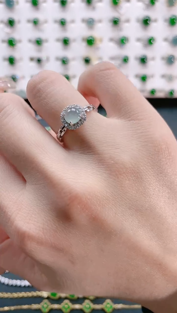 【闪购商品】翡翠戒指银S925镶嵌天然翡翠