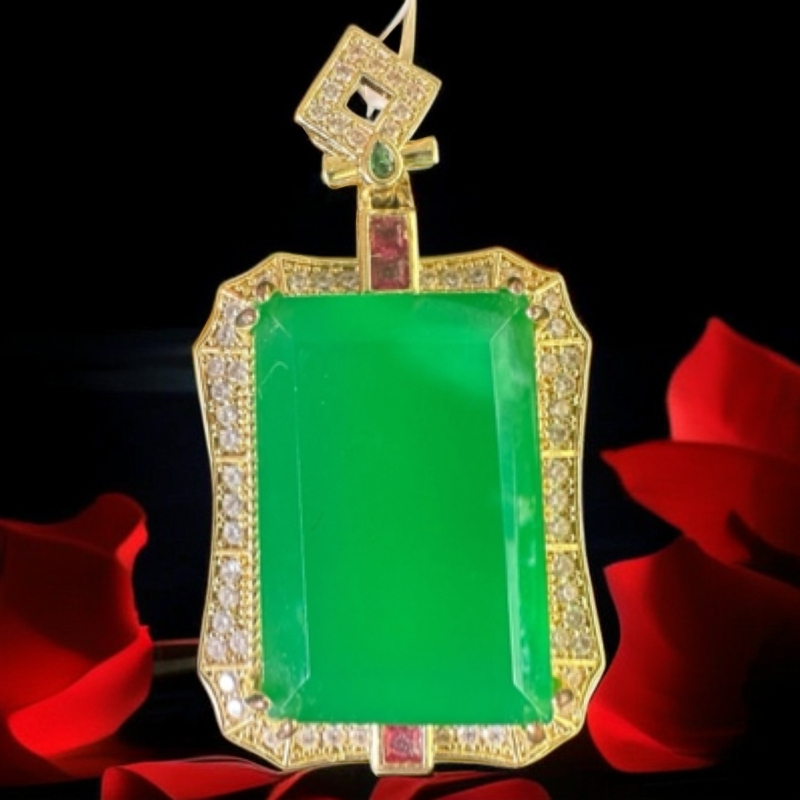 DMJ014绿色方无事吊坠