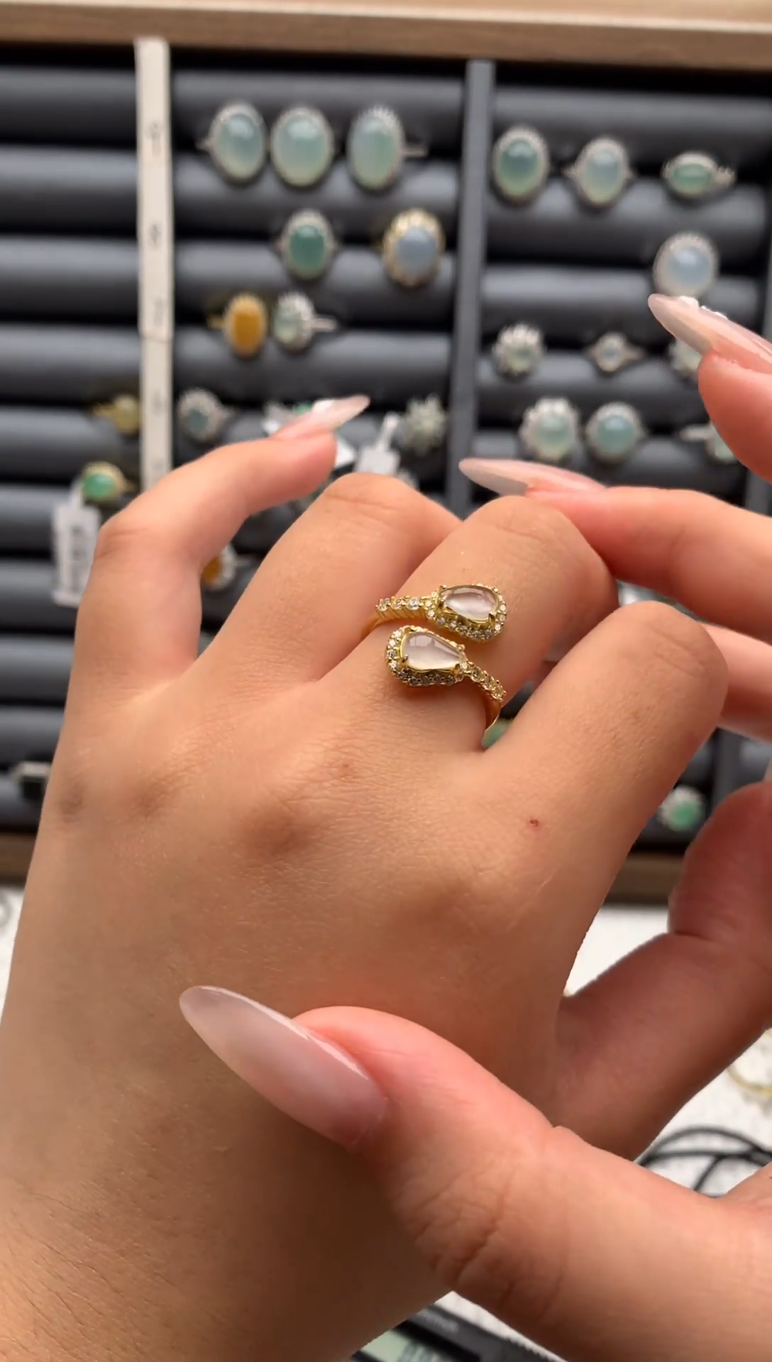 银S925镶嵌戒指翡翠竹**?1