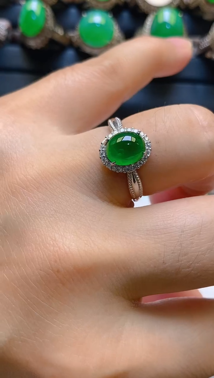 【闪购商品】翡翠耳饰银S925镶嵌天然A货翡翠1