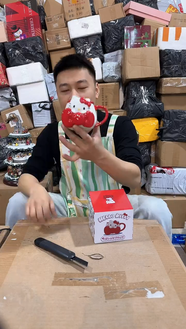瓷片kt猫大蝴蝶结水杯