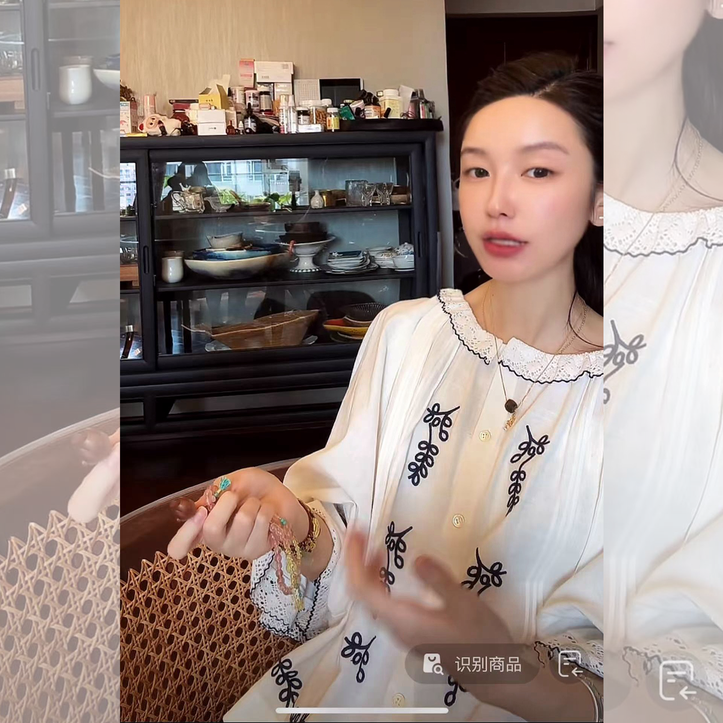 THE VEVER 张大奕1OO新疆棉轻薄重工绣花蕾丝复古民族风衬衫上衣