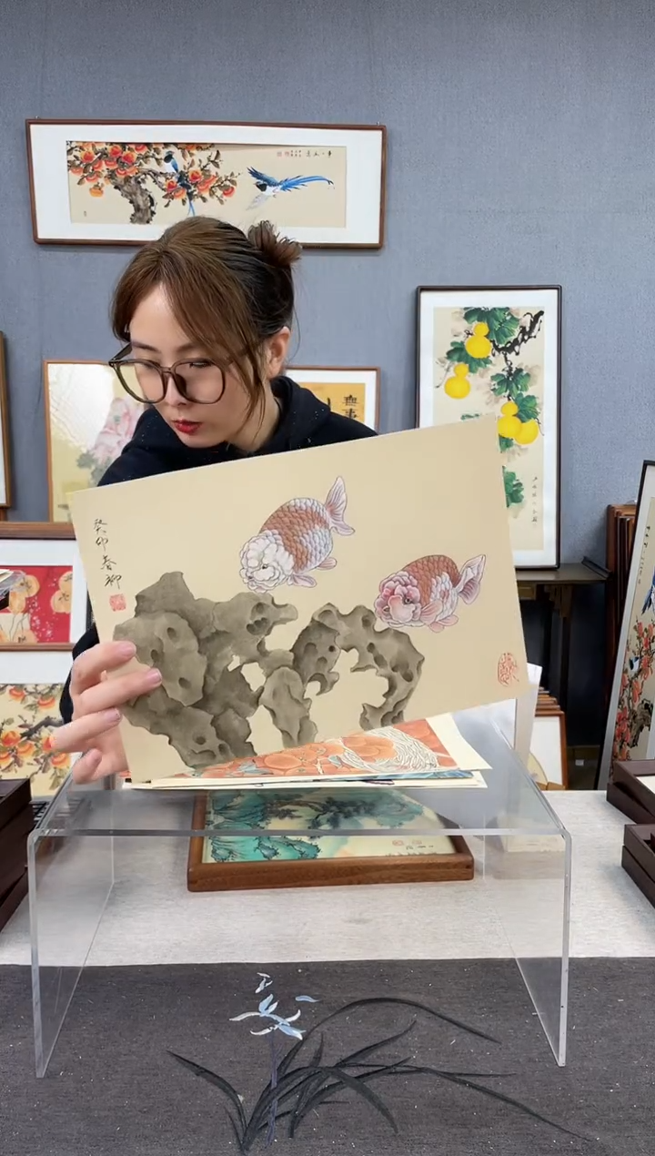 【闪购商品】国画A4-23*32摆台手绘作品-