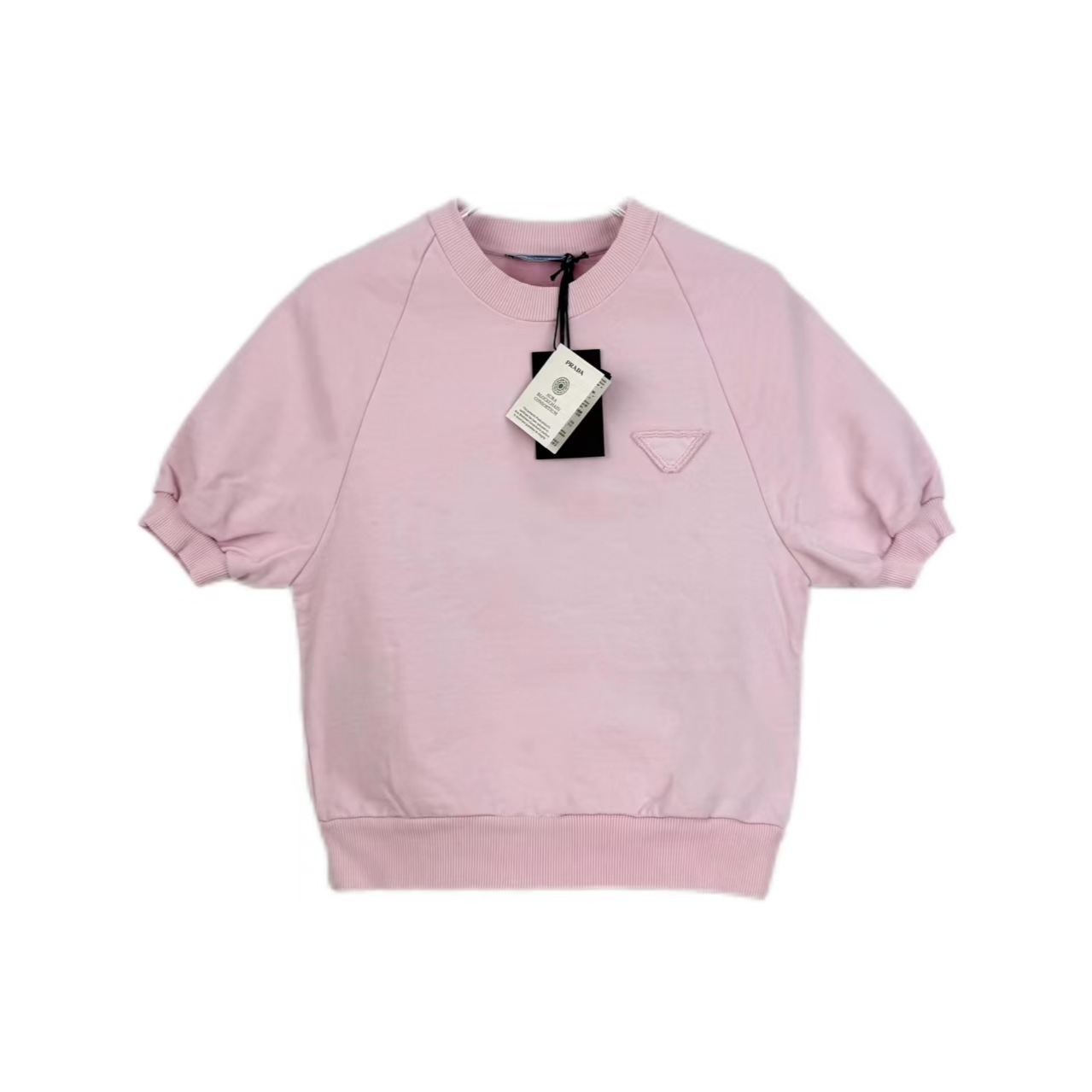 未使用 Prada/普拉达 -200汤/P225684303/粉色三角标短袖卫衣 XS