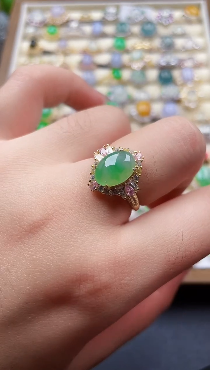 银S925镶嵌戒指翡翠141