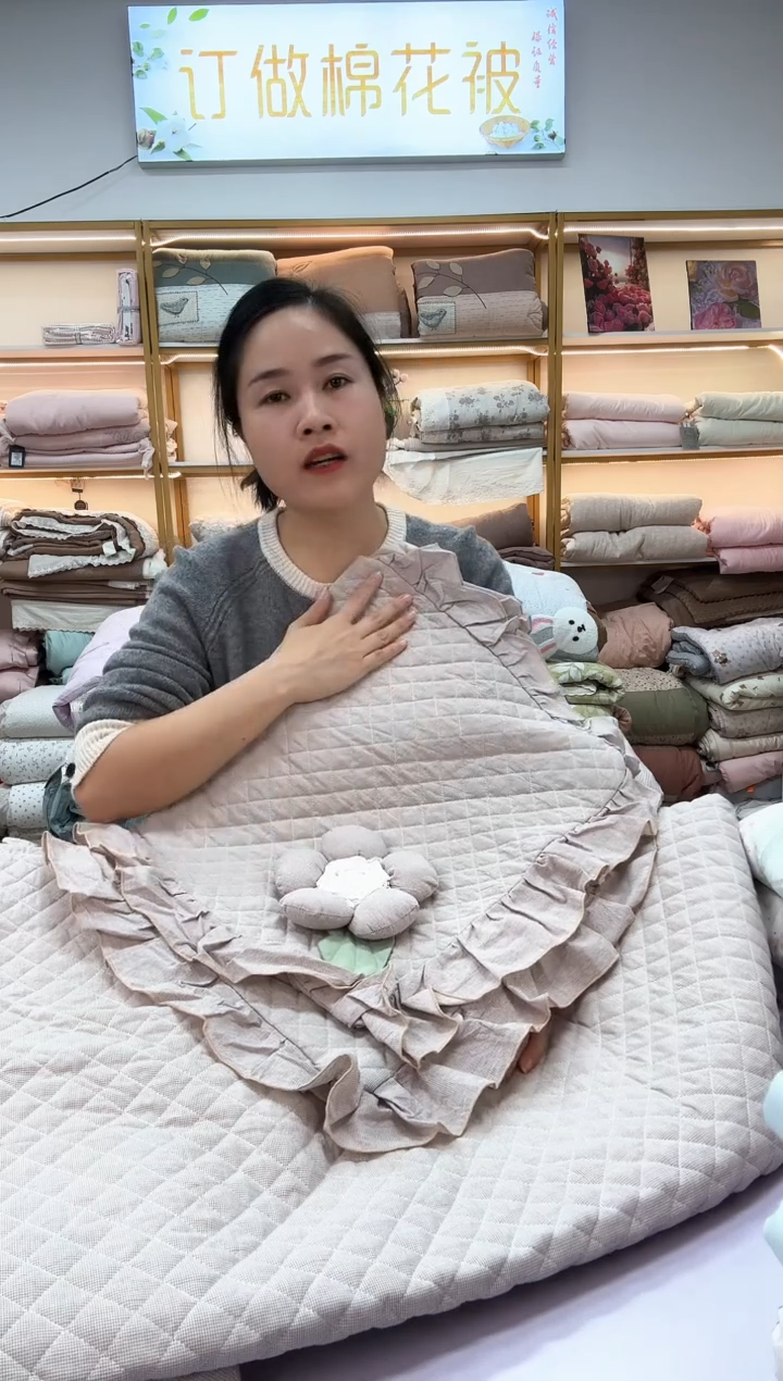 棉全棉色织床盖三件套   