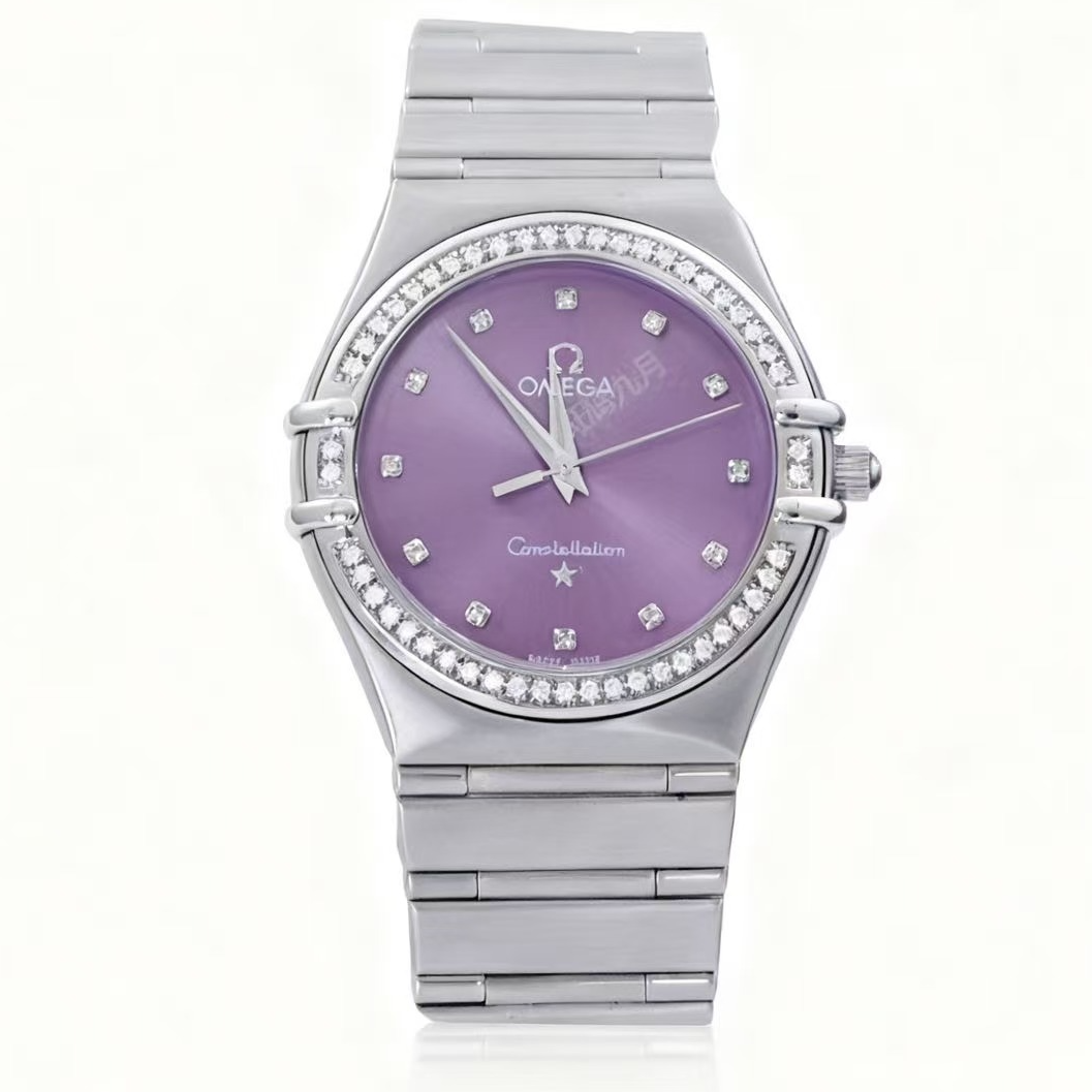 99新 Omega/欧米茄 星座/紫盘/钻刻/石英/九月/33盘/亲妈寄卖特价