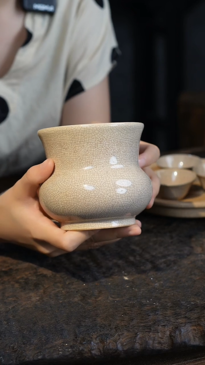 潮州全手工原矿砂铫壶开片白泥建水