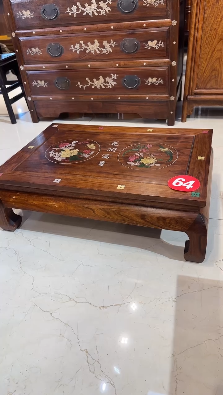 【闪购商品】木木艺黄花梨花纹花开富贵炕桌980.888