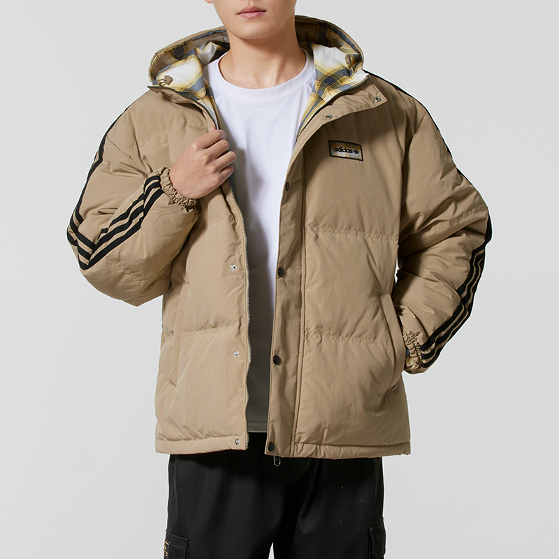 阿迪达斯三叶草羽绒服男冬季新款运动服保暖双面穿防风外套KF9278