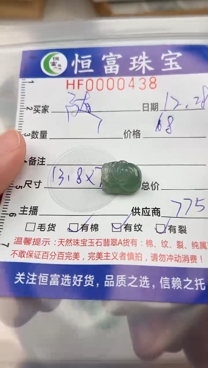 颈饰未镶嵌翡翠?***瑞翡翠挂件貔貅438