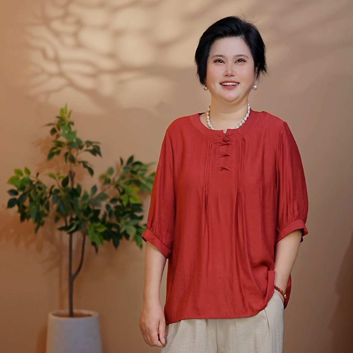 夏季新款时尚气质显瘦百搭衬衫洋气妈妈-63