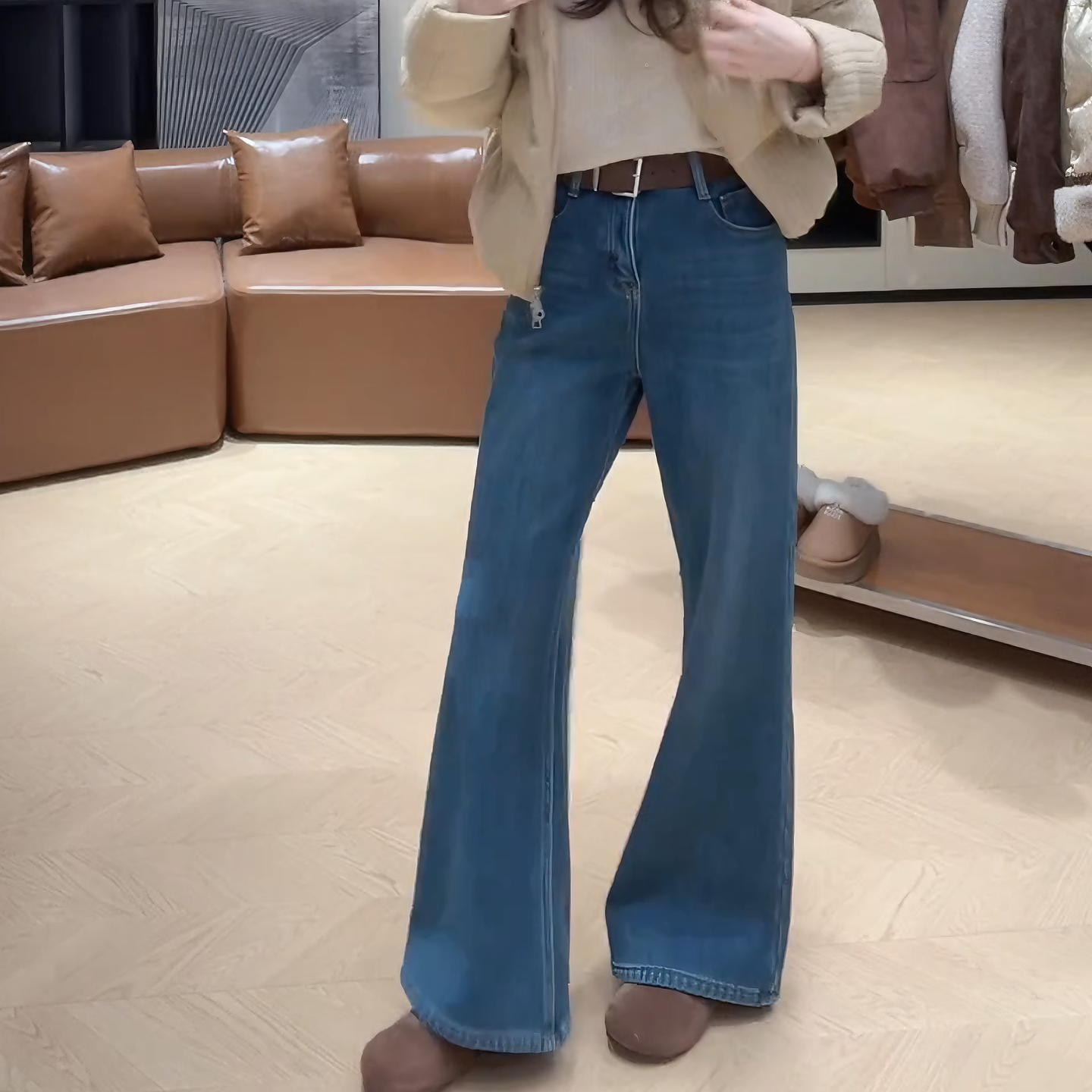 秋冬显瘦百搭加绒高腰显瘦直筒牛仔裤冬季复古时尚裤子LK2508650