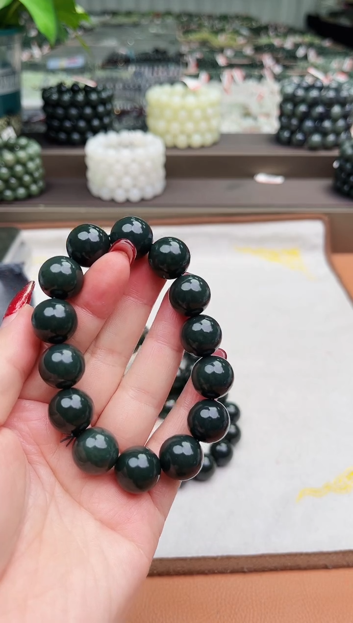 【闪购商品】和田玉手串未镶嵌纯天然和田玉新疆沙枣青16