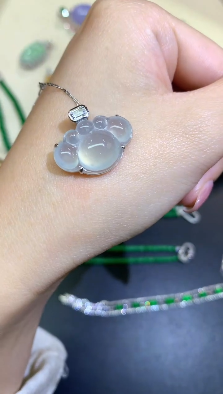 翡翠18K金镶嵌吊坠(不含链)吊坠A121|7800