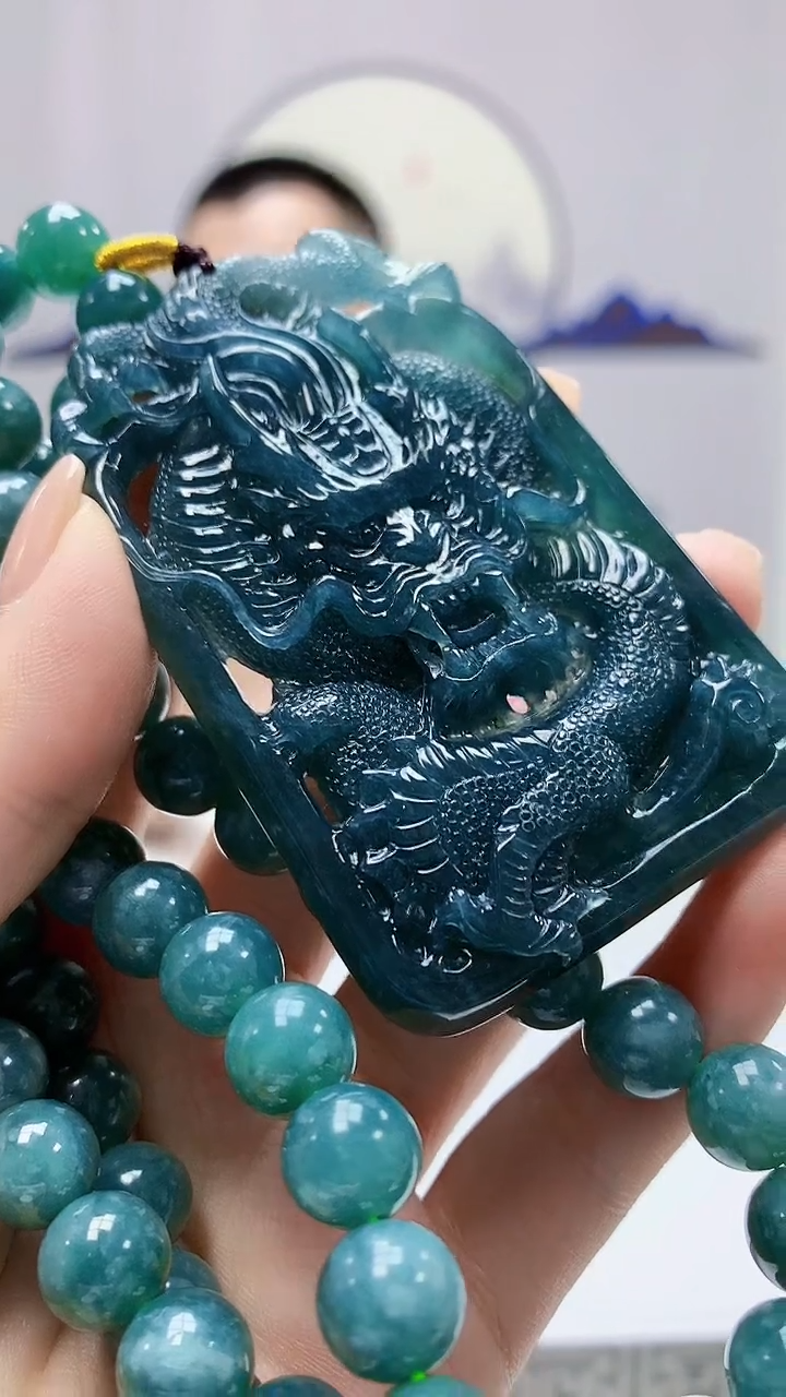 【闪购商品】定制翡翠未镶嵌4812ms-毛货龙牌赠珠链76