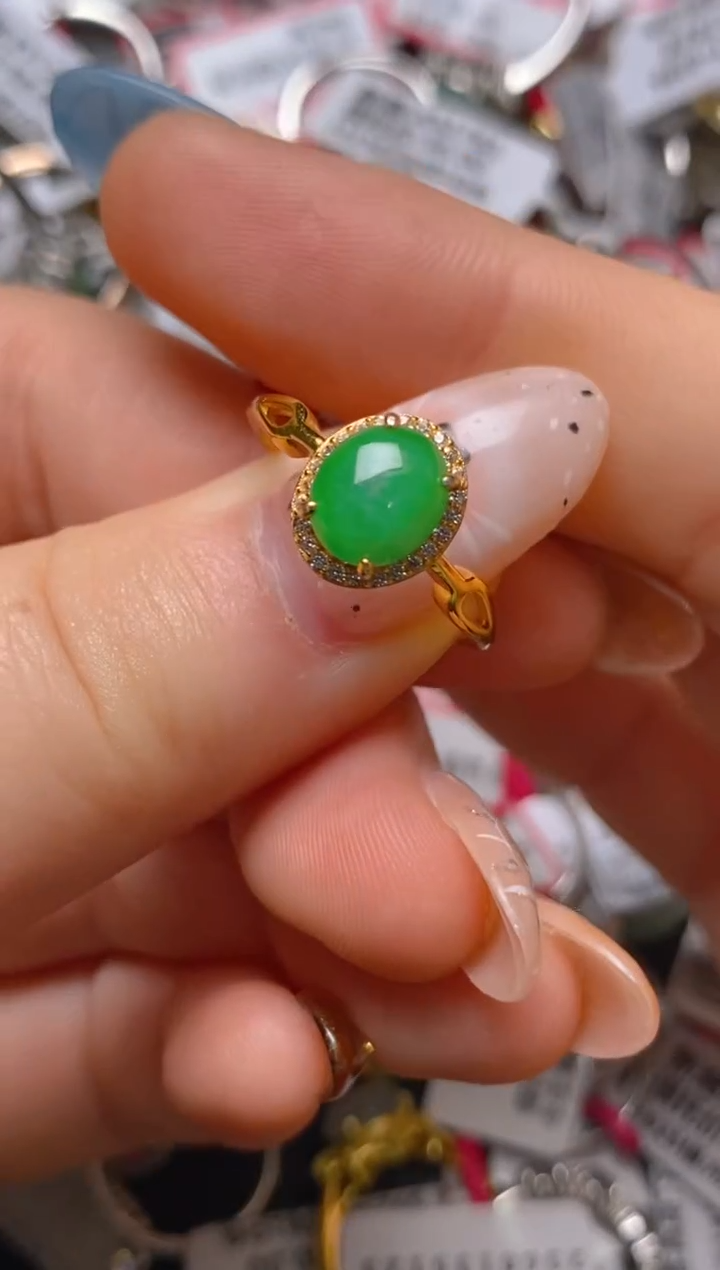银S925镶嵌戒指翡翠百内无证书