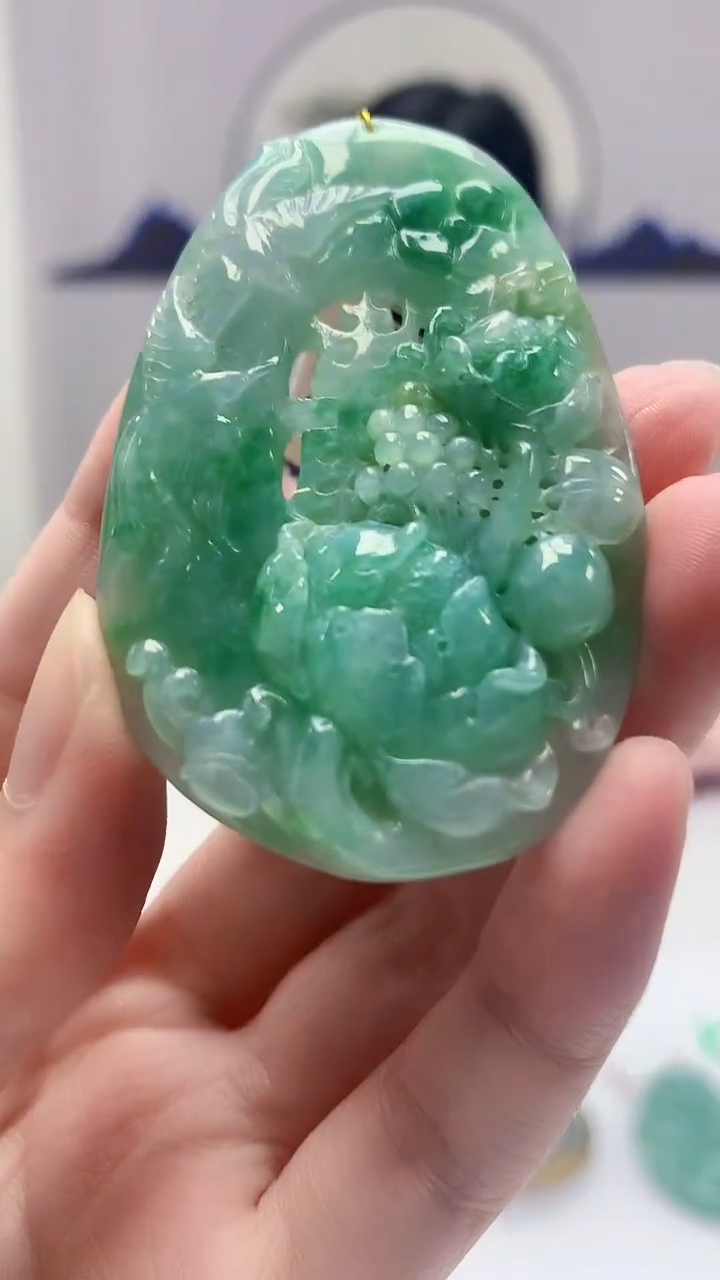 【闪购商品】定制翡翠未镶嵌4852zm-毛货挂件13花牌