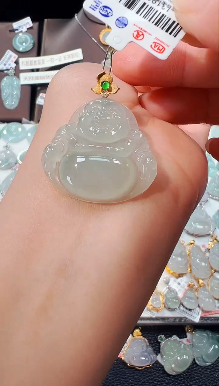 【闪购商品】翡翠吊坠(不含链)18K金镶嵌佛公吊坠98A