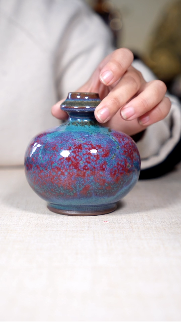 原产地钧瓷茶器摆件