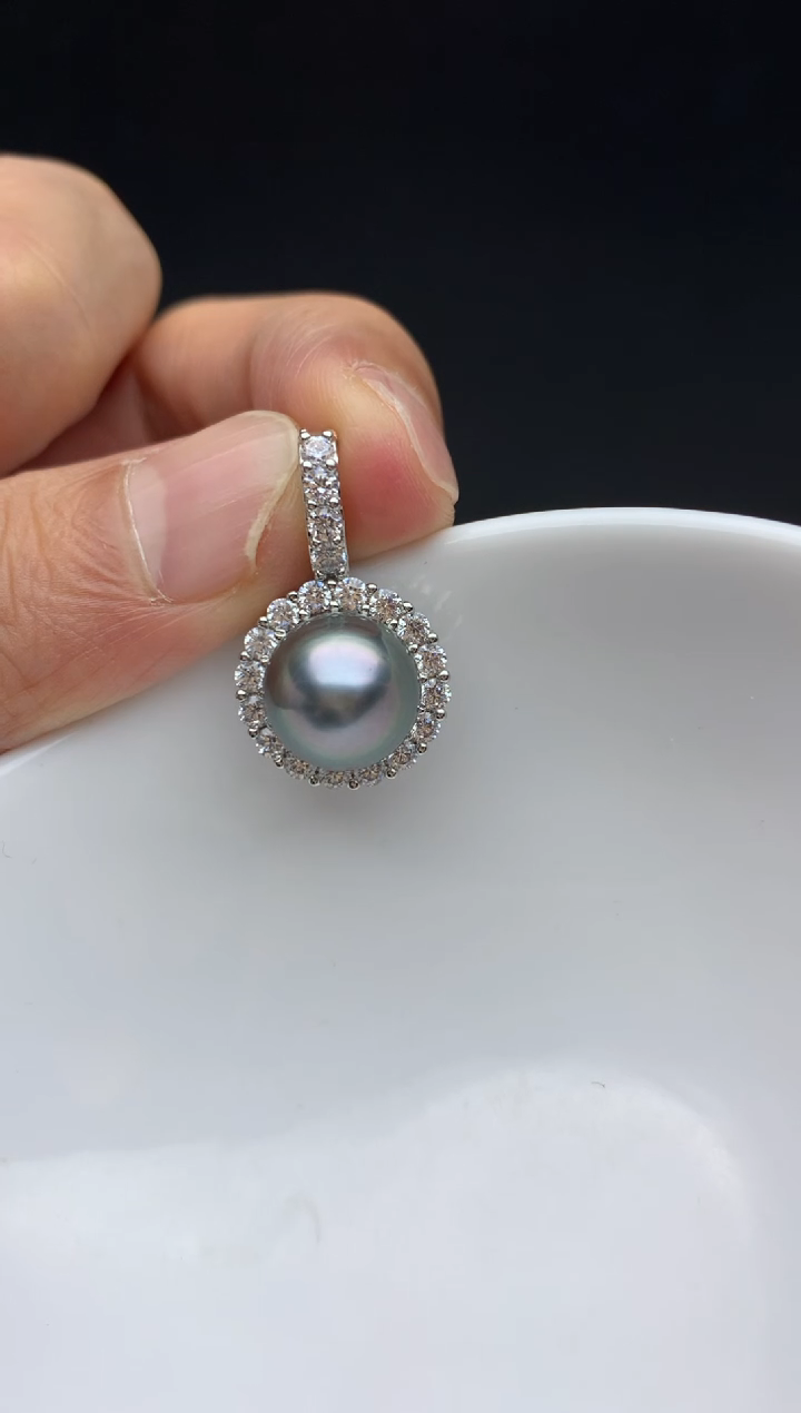 未镶嵌ff海水珍珠大溪地吊坠(赠链）10~11mm