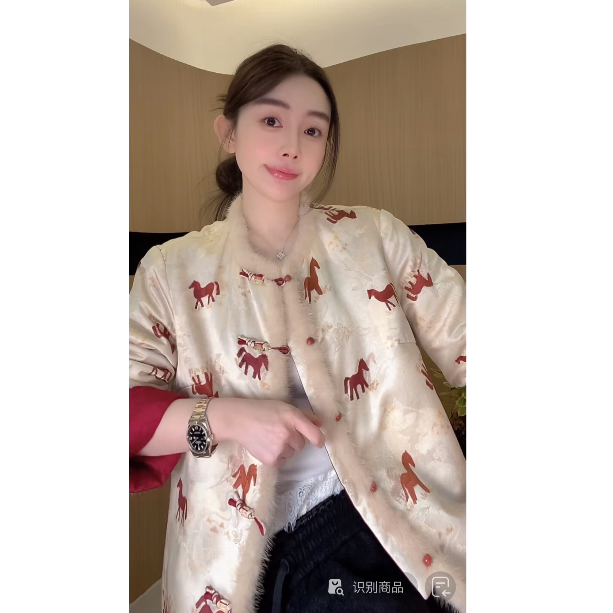 ZHUIMU.【马上有钱】新中式国风水貂毛拼接刺绣双面穿棉外套ZM1388