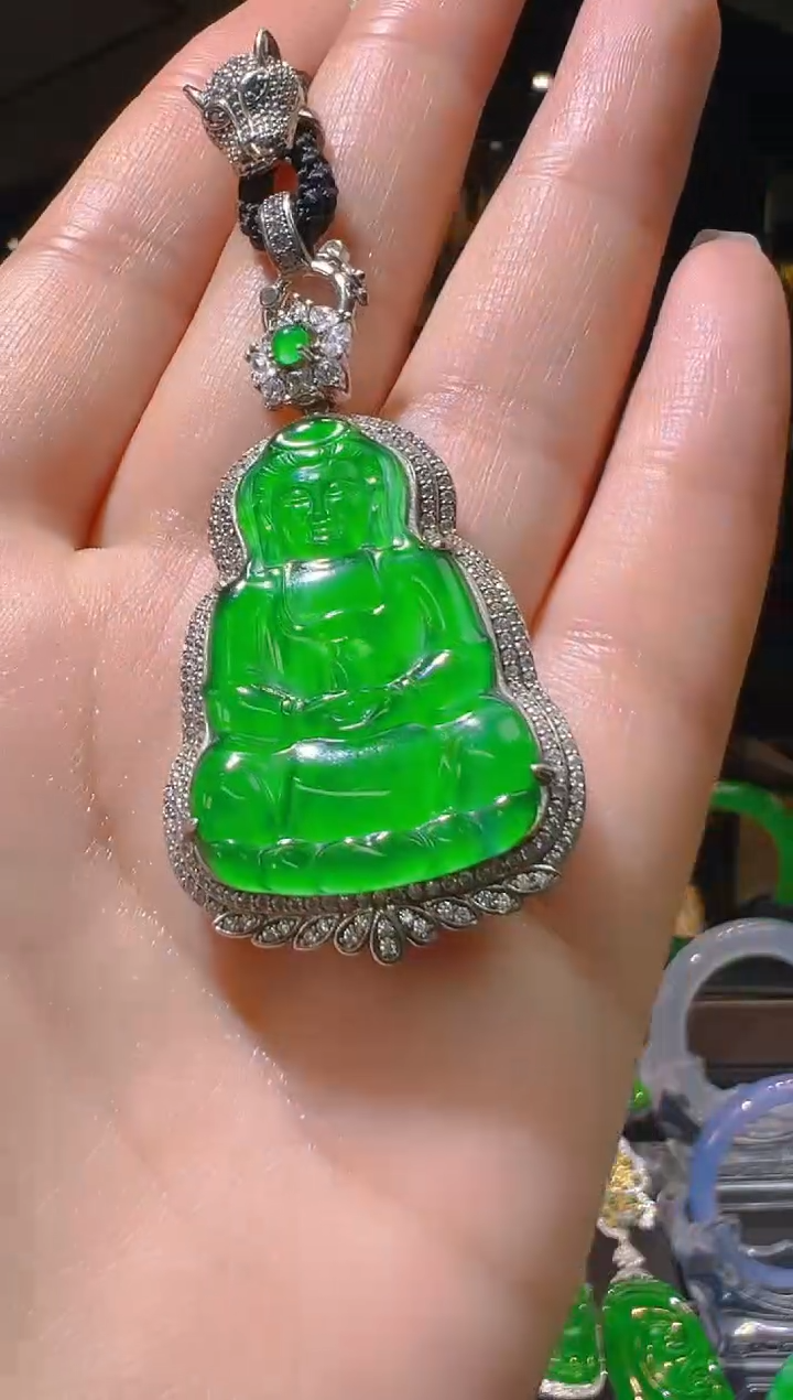 【闪购商品】翡翠吊坠(赠链)银S925镶嵌014（多样性发货）