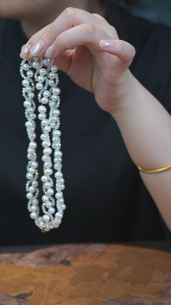 淡水珍珠合金颈饰（微瑕）项链+手链