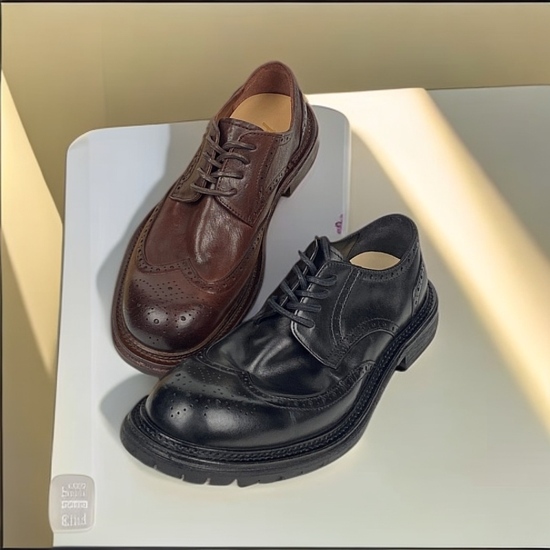 25年新款布洛克雕花商务休闲马皮皮鞋复古男皮鞋系带防臭防滑耐磨