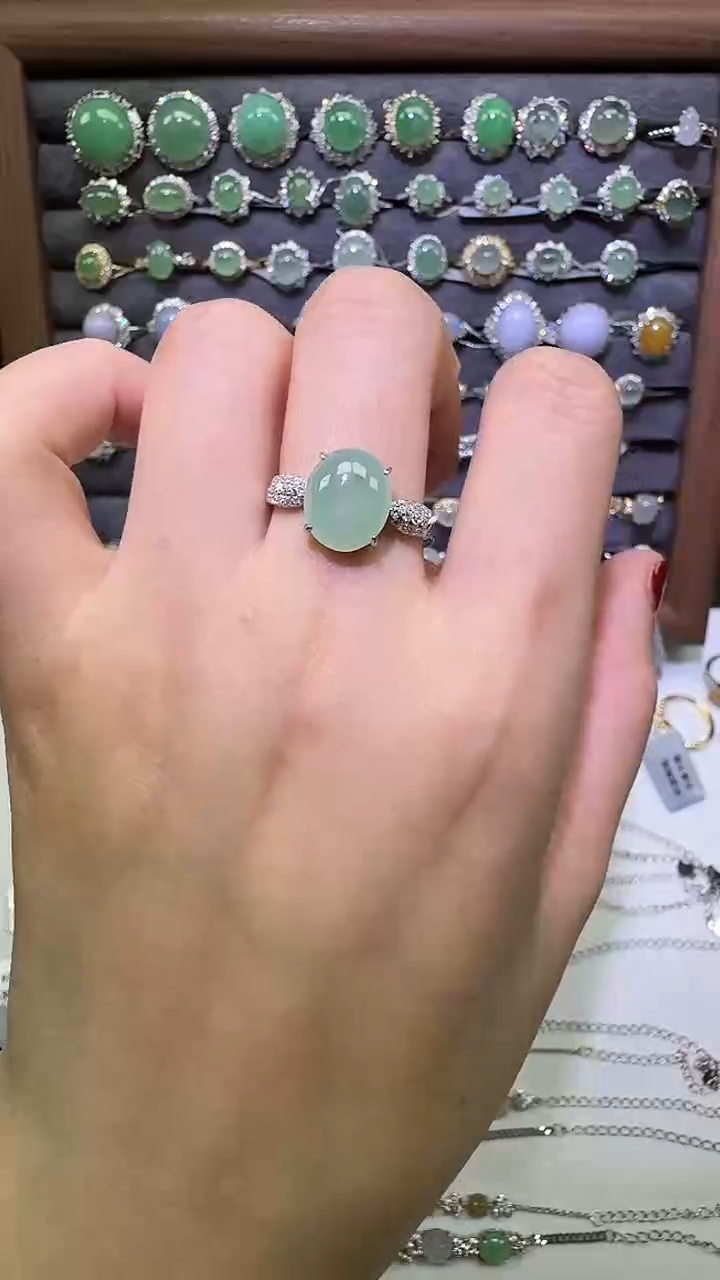 银S925镶嵌戒指翡翠戒指26