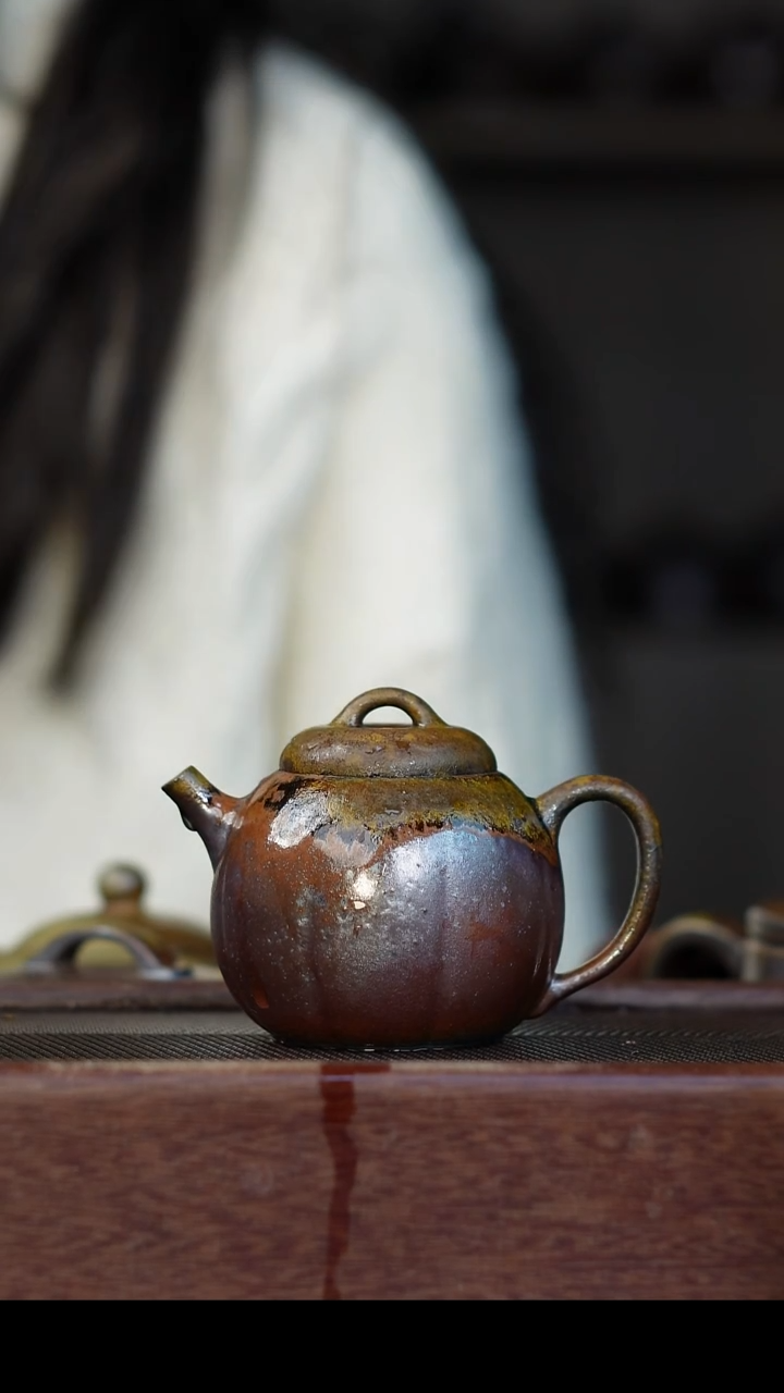 茶壶紫砂柴烧紫砂 天青海棠180cc