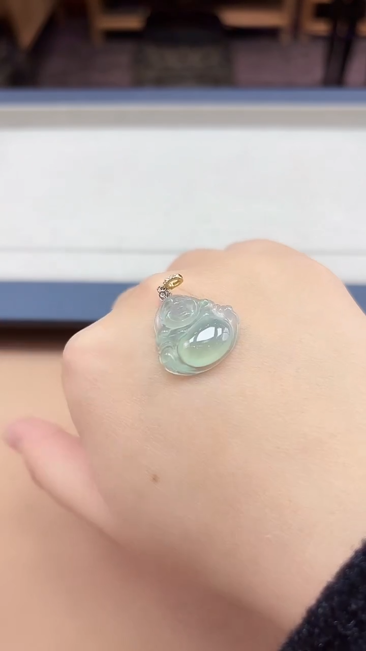 【闪购商品】翡翠颈饰18K金镶嵌佛公