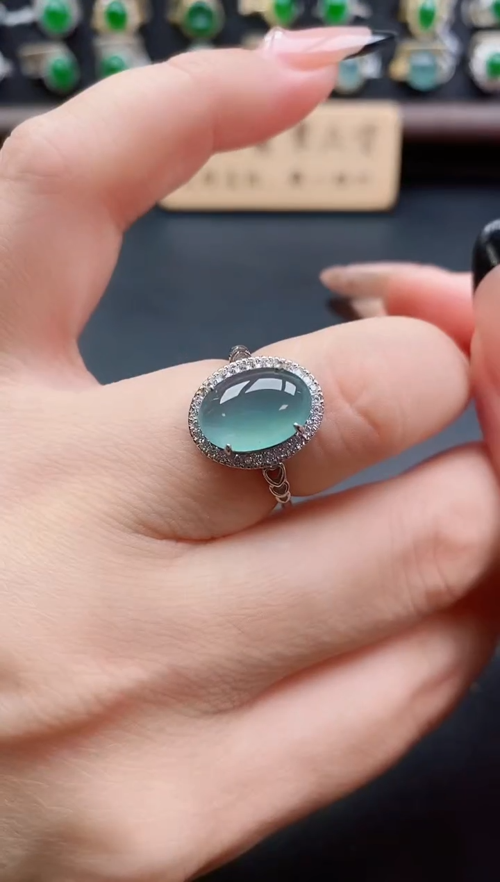 银S925镶嵌戒指翡翠1