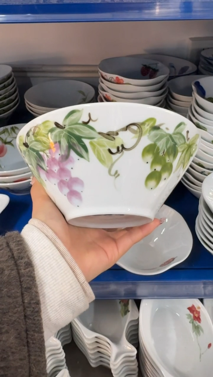 瓷片景德镇高温陶瓷食品级手绘釉中彩-大号泡面桶