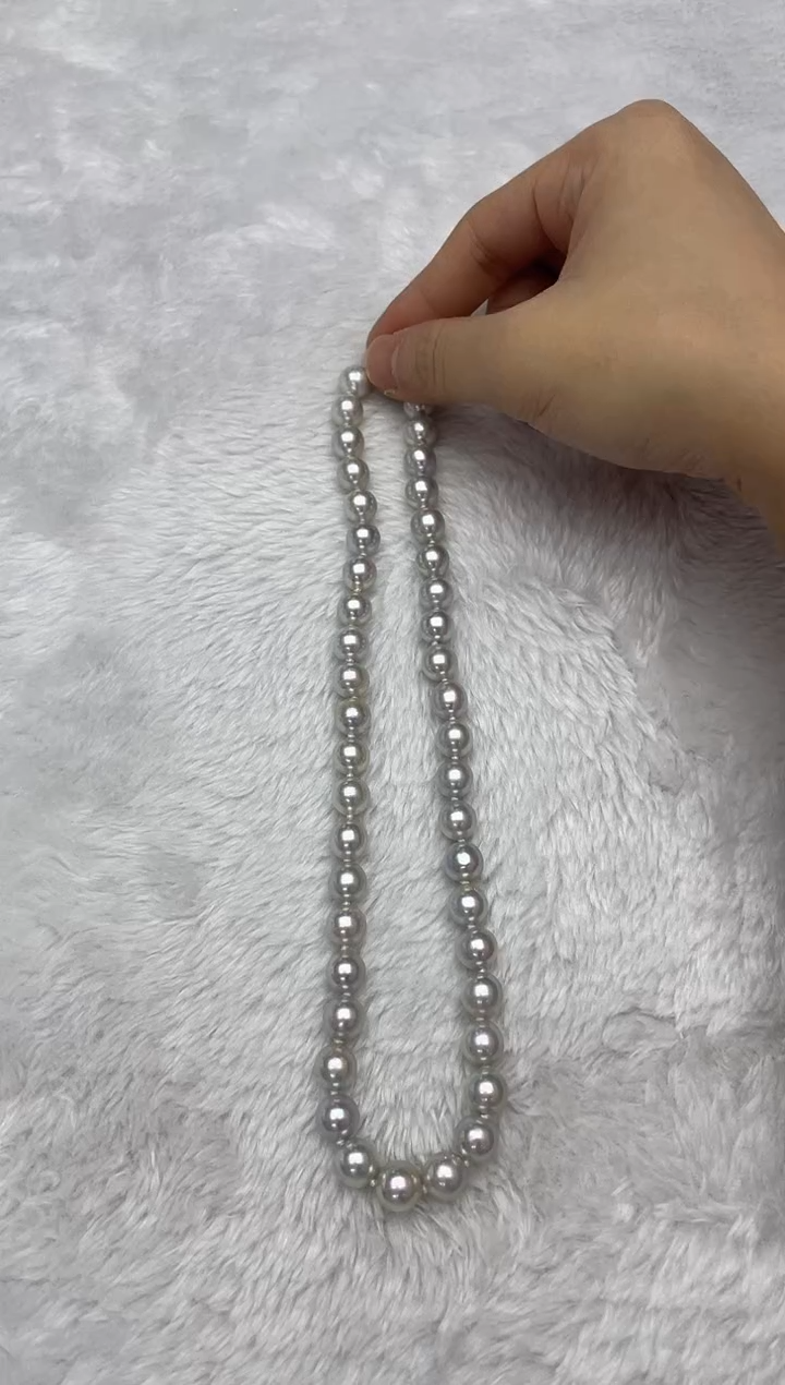 项链银S925镶嵌海水珍珠AK真多麻9-10mm