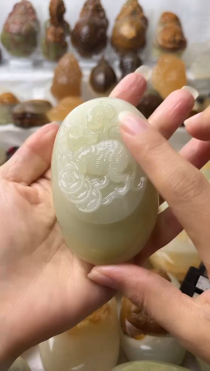 石材方解石手把摆件不退换鼠